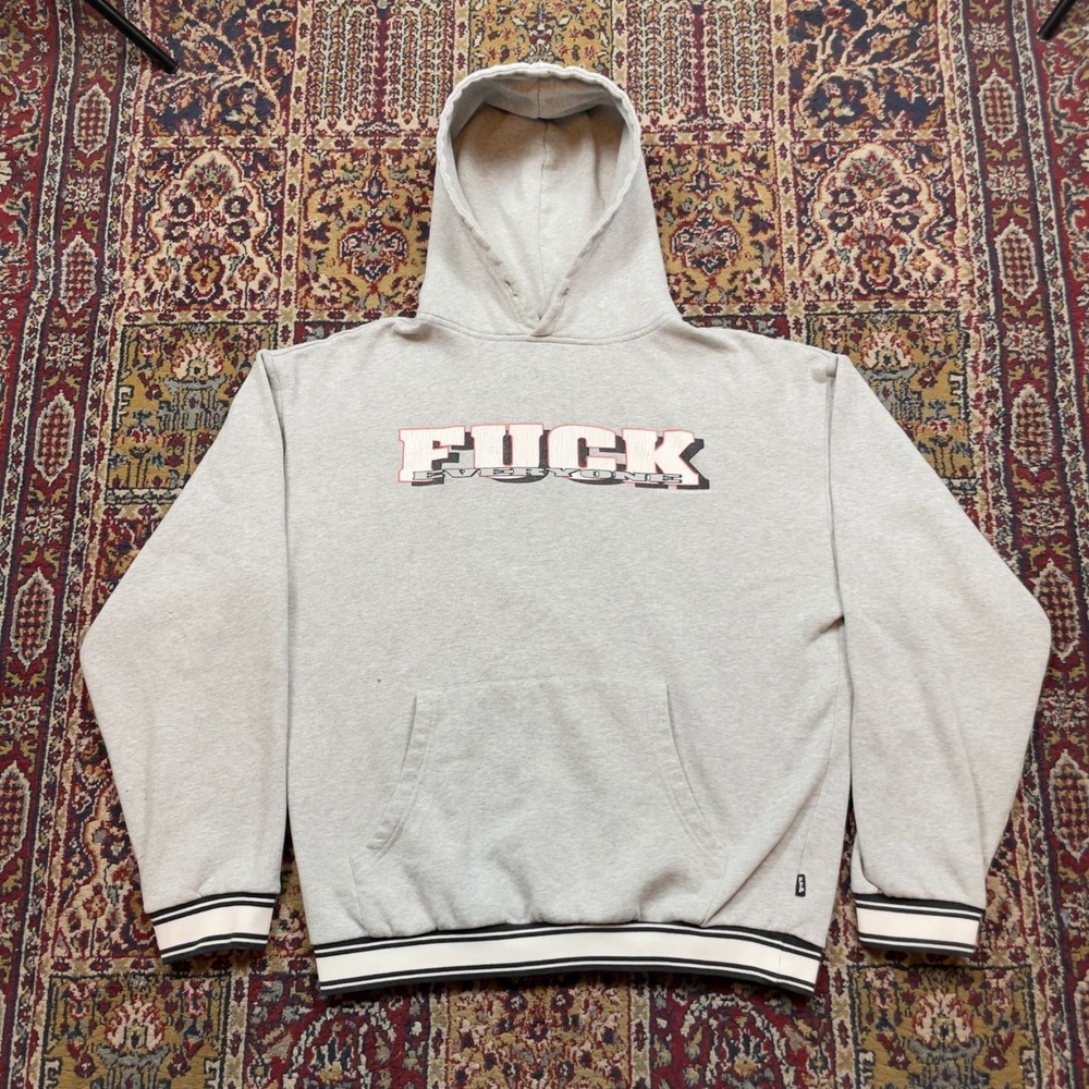 Rare 2017 FTP FuckThePopulation Everyone Hoodie Grey Ringer Streetwear Skate L